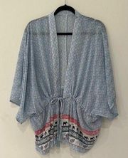 Time And Tru Blue Sheer Kimono/Coverup Kimono/Robe Elephant One Size