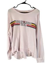 C&C California Pink California Girl Graphic Long Sleeve Top Women Sz L