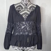 Free People  “Gotta Love It” Peasant Boho Top Size XS Oversized