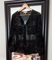 𝅺OLIVE & Oak Button Down Shear Blouse Size Small