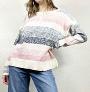 Chaps Pink & Blue Striped Henley Sweater