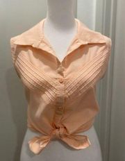 VTG ‘90s Preview International Light Pink Sleeveless Collared Button-Up Blouse