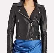 IRO Dylan Lambskin Leather Cropped Moto Jacket in Black Sz 6 US