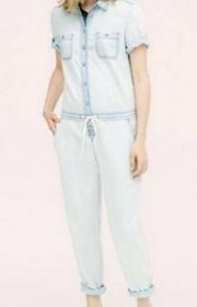 Lou & Grey Chambray Drop waist Linen Blend Lounge Jumpsuit Size Medium