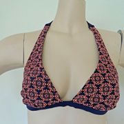 GAP BODY NAVY & ORANGE FLORAL PRINT REVERSIBLE TRIANGLE BIKINI TOP SIZE: S NWT