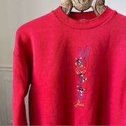 Vintage 90s Mickey & Co Disney Embroidered Crewneck Sweatshirt Red L