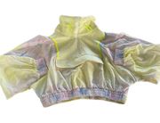 ZARA  Windbreaker Womens Small Yellow Pink Tie Dye Quarter Zip Cropped Pullover