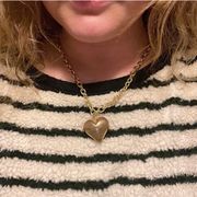 Gold Chain Heart Chunky Necklace