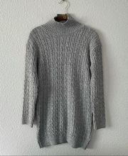 Grey Cable Knit Sweater Long Turtleneck Cozy