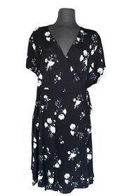 Jersey-Knit Wrap-Front Fit & Flare  Floral Dress for Women Plus Size XXL