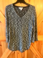 Christopher Banks charcoal 3/4 Sleeve V-neck Sweater XL Side Laces  Tunic