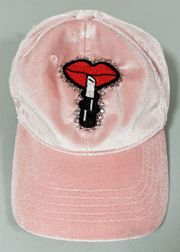 Pink Pastel Velvet Lips Lipstick Patch Studded Baseball Cap Trucker Hat💄💋