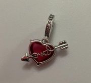 Red Heart & Arrow Murano Glass Dangle Charm