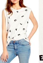 Current Elliott floating letter LOVE tank intentionally  distressed. Size 2