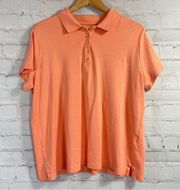 Lands End Womens Polo Shirt Sz 1X Peach Short Sleeve Cotton Collared Orange