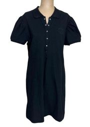 Burberry black pique puff sleeve polo dress size Large