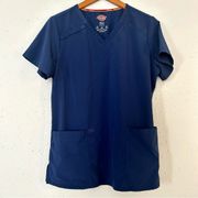 🦋 Dickies Blue V-Neck Scrub Top Nurse CNA Medial Hospital Medium