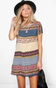 BOOHOO | Kelsey Paisley Cap Sleeved Shift Dress Sz S