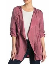 Dusty Rose Tie-Waist Roll-Tab Jacket