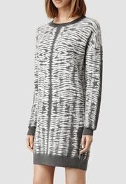 All Saints Gray Folds Jumper Wool Mohair Blend Long Sleeve Sweater Dress Tunic S