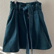 Teal Ruched Waist Tie Skirt Teal Green | S
