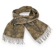 V. Fraas Cashmink brown paisley fringe scarf