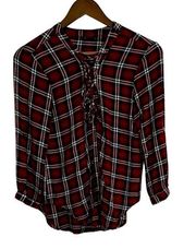 Style house, plaid rayon shirt, women’s medium