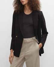 Club Monaco Tortoise Button Double-Breasted Blazer Black Size 4