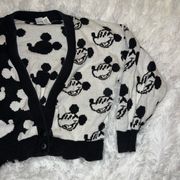 Mickey & Co Rare Vintage Sweater Mickey Mouse Black and White Size Small Cardiga