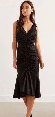 Modern Citizen Renee Ruched Black Trumpet Midi Dress Medium