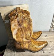 Miz Mooz Women’s 39 Faux Crocodile Western Cowgirl Boots