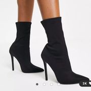 Black Pointed Toe Sock Boot