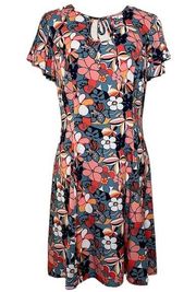 Modcloth short sleeve floral patterned midi dress sz 10