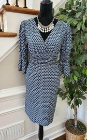 Sophie Max Women's Blue Polyester V-Neck Long Sleeve Knee Length Dress Size S