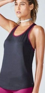 Fabletics Grey & Pink Mesh Layered Racerback Athletic Tank Top