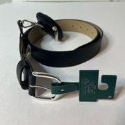 Black Women’s Belt, Silvertone Buckle, Size XL. New!