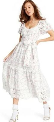 LoveShackFancy x Target Clementine Eyelet Floral Smocked Midi Dress White Size 0