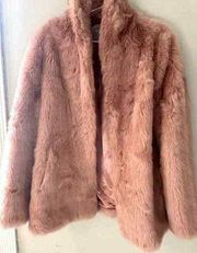 faux fur pale pink collared jacket Size 10. Bloggers Favorite. Asos