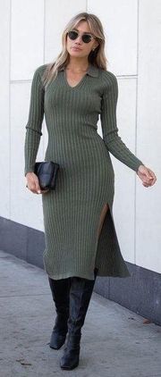 Amaryllis green ribbed Bodycon dress  Size Small 