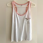 Tresics White Racerback Tank Top, Size Large, White Pocket Tee, Summer Tops