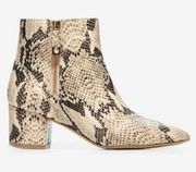 Cole Haan Grand Eva Leather Ankle Booties Snakeskin Embossed Size 6 New