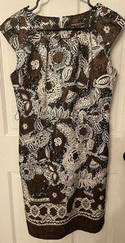 Adrienne Vittadini Floral Pencil Dress Women’s Size 4 Polyester Cap Sleeves EUC