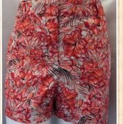 "ANN TAYLOR LOFT" RED MULTICOLOR ORIGINAL FIT CASUAL CHINO SHORTS SIZE: 16 NWT