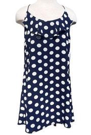 Lucy Love Navy and White Polkadot Shift Dress size Medium