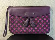 Vera Bradley Purple/Pink Leather Wristlet Clutch Wallet Diamond Pattern Tassels
