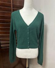 BP. Womens Cardigan Sweater Green Long Sleeve V Neck Tight Knit Button S New