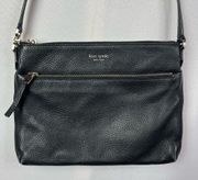 Kate Spade  Black Polly Medium Pebble Leather Adjustable Crossbody Bag