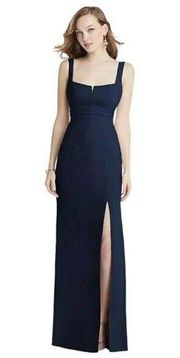 After Six Midnight Blue Crepe V-Notch Bodice Maxi Dress Size 6 NWT