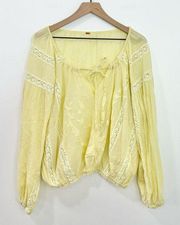 Free People Maria Maria Lace Blouse In Lemon Gela