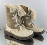 BORN B.O.C. Creme Tan Leather Shearling Lined Nome Lace Up Winter Snow Boots